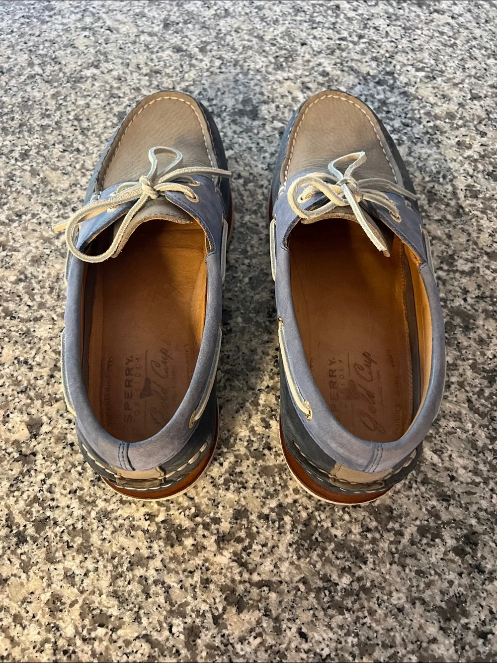 Sperry Two-Tone Gray and Brown Leather Boat Shoes